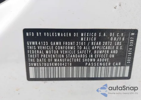 2019 Volkswagen Jetta 1.4T Sel из США, поврежденный, VIN 3VWE57BU9KM084218